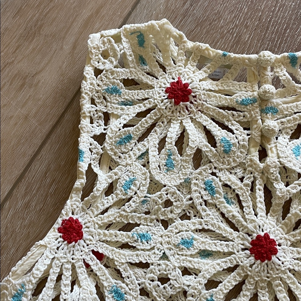 MOTHER “The Daisy Shell”  Daisy Tank Top Cream w/ Red and Light Blue Accents NWT - Picture 11 of 15